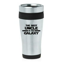 16oz Insulated Stainless Steel Travel Mug Coffee Mug Tumbler Best Uncle In The Galaxy (Black)
