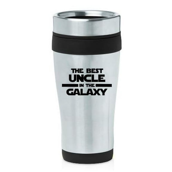 16oz Insulated Stainless Steel Travel Mug Coffee Mug Tumbler Best Uncle In The Galaxy (Black)