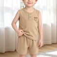 thumbnail image 2 of Atogsazn Toddler Baby Boys Summer Clothes Set Newborn Sleeveless Tank Tops & Shorts Outfit Loose Fit Outerwear Brown 5-6 Years Fashion, 2 of 7
