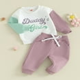 thumbnail image 2 of CNKOO Baby Girls Fall Outfits Letter Print Contrast Color Long Sleeve Sweatshirts Long Pants 2Pcs Clothes Set 2-3 Years, 2 of 8
