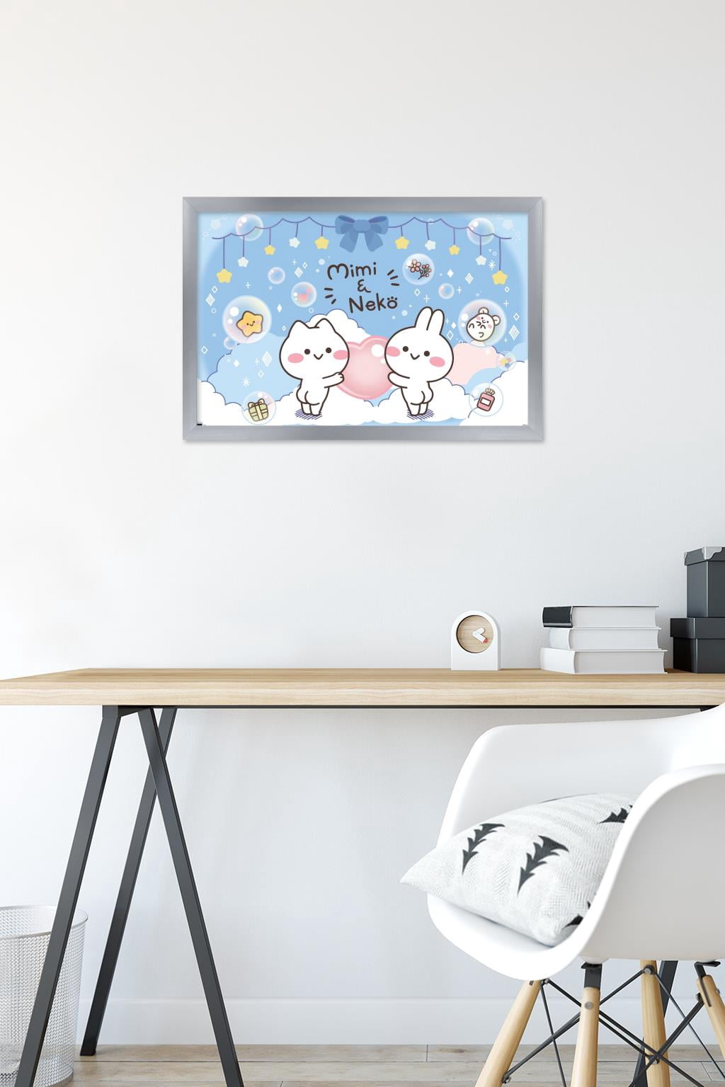 Mimi & Neko - Clouds Wall Poster, 14.725" x 22.375" Framed