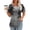 Gray, variant on Ayolanni Short Sleeve Blouses for Women Casual Scoop Neck Tropical Print Pleated Blouse Beach Fitted Shirts Women's Tops, Tees & Blouses Blue L