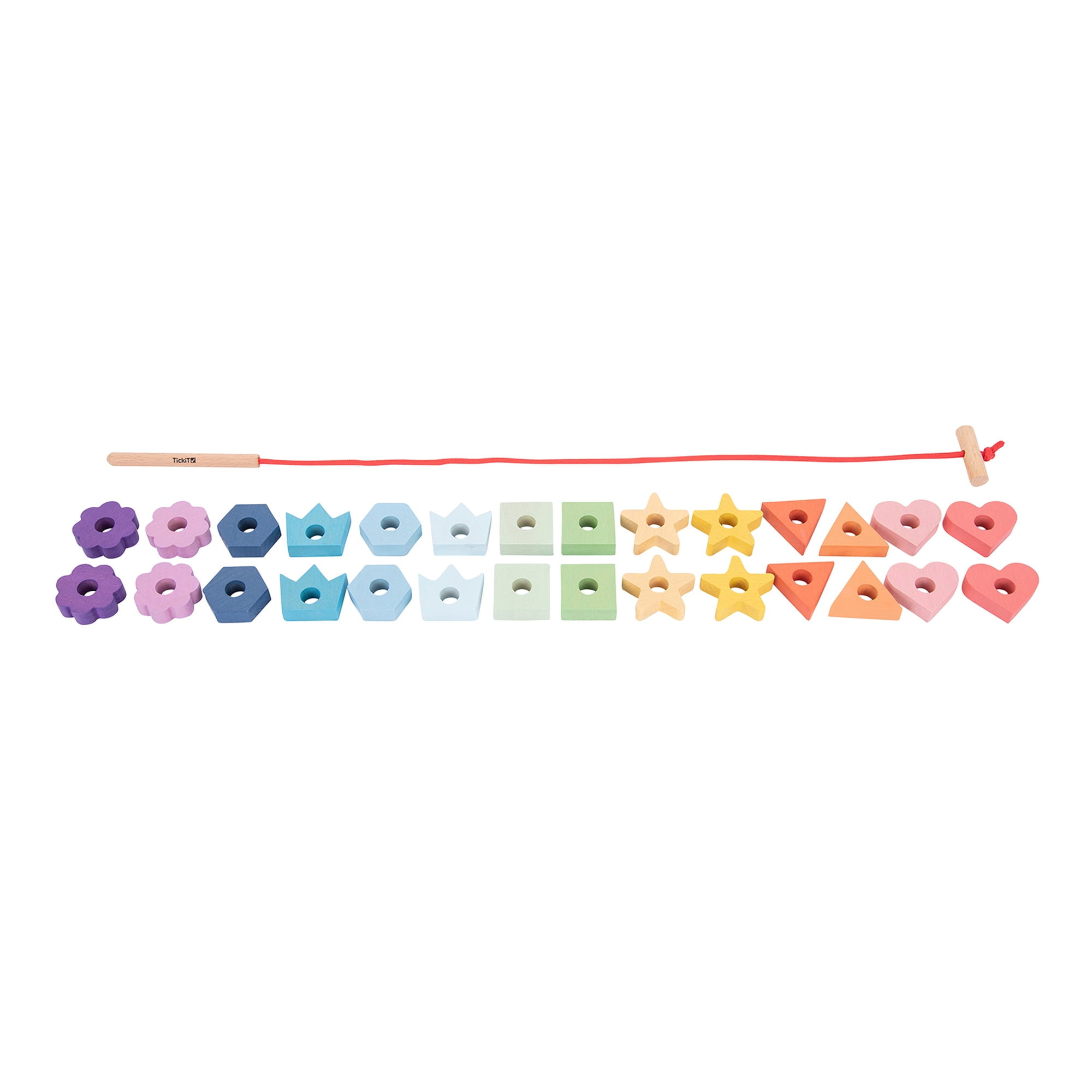TickiT Rainbow Wooden Lacing Shapes