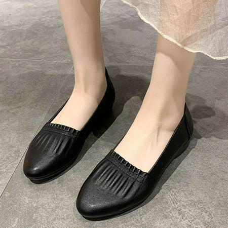 

〖Yilirongyumm〗 Black 40 Sandals Women Fashion Summer Women Casual Shoes Solid Color Pointed Toe Shallow Mouth Soft Sole Comfortable