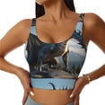 thumbnail image 3 of Goofa Wild Blue Cool Dragon Printed Sports Bras for Women, High Impact Running Bra Workout Crop Tank Tops Longline Sports Bra Push up-XX-Large, 3 of 9
