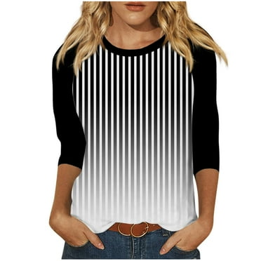 GERsome Clearance Womens 3/4 Sleeve Round Neck Shirts Summer Tops Soft Lightweight Basic Tee