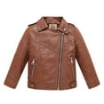 thumbnail image 5 of MKOSPLRT Boys Girls Collar PU Faux Leather Moto Jacket Oblique Zipper Retro Motorcycle Coats Fashion Biker Jacket with Pocket 3-14Y, 5 of 8