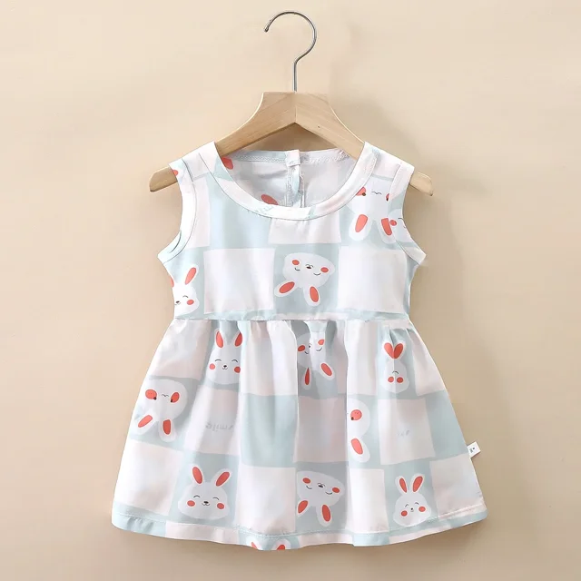 Bébé Filles Robe Sans Manches Mignon Imprimé Dessin Animé Enfants Princesse Robes Coton Enfants Robe Soleil Vêtements Fille Été Plage Vêtements