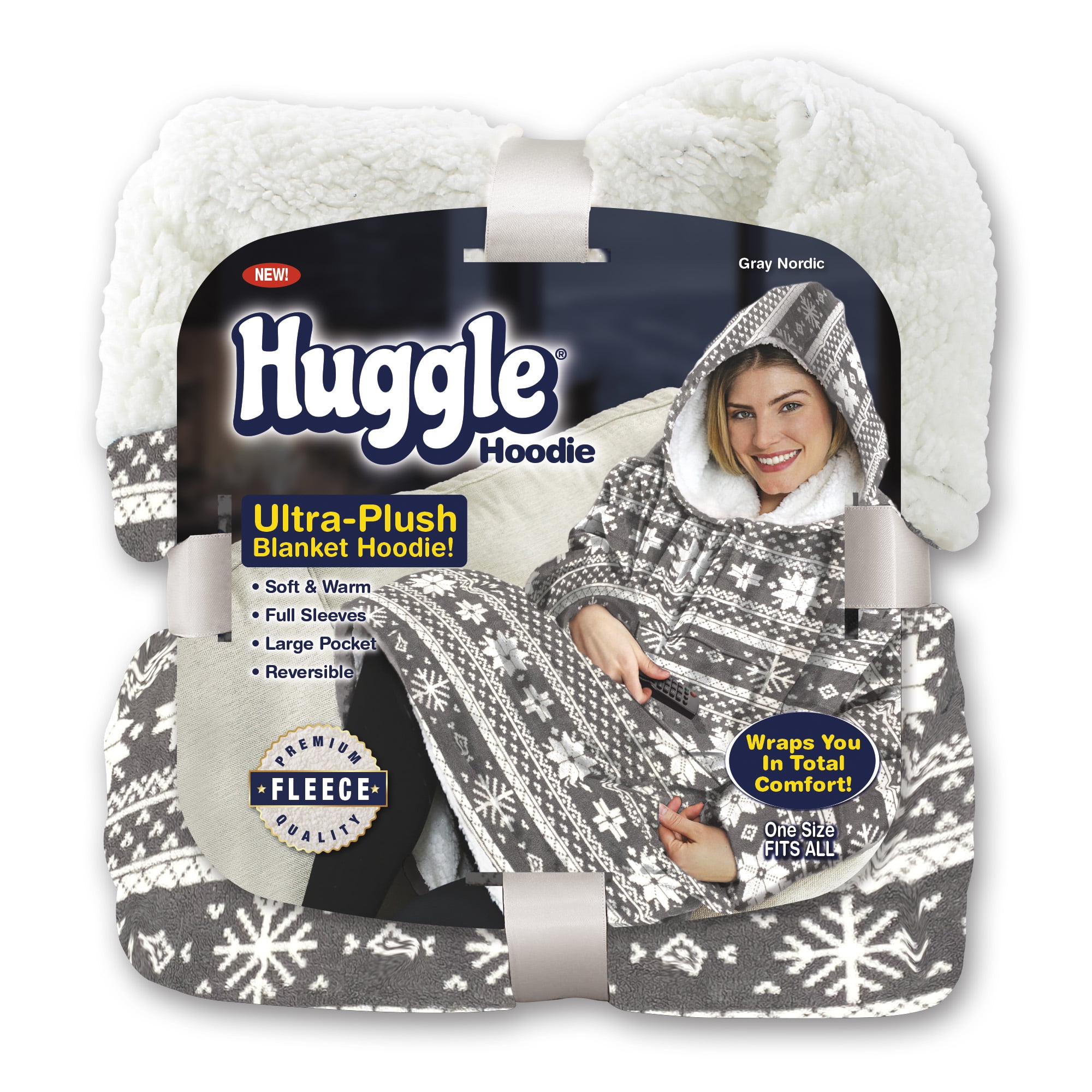 Huggle Hoodie Adult Oversize Cozy Fuzzy Fleece Sherpa Wearable Blanket Gray Unisex Walmart