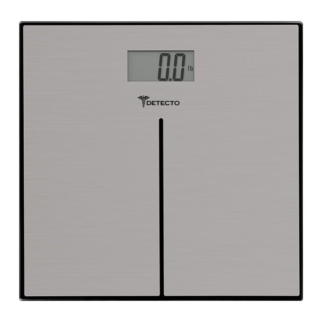 Báscula de baño moderna Detecto D133 Deluxe de acero inoxidable, pantalla LCD digital, capacidad de 400 lb