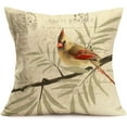 thumbnail image 2 of Set of 4 Farmhouse Decor Vintage Bird Standing On A Branch Accent Decorative Throw Pillow Case Cotton Linen Carte Postal Style Pillow Covers for Sofa Couch Decor 18x18 Inches (Carte Postal), 2 of 5