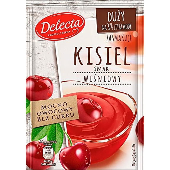 Delecta Kisiel Smak Wisniowy Cherry Soft Jelly Mix 58g (5-Pack)