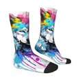 thumbnail image 4 of Yiaed Cool Colorful Wolf Print Great elasticity Crew Socks Sports socks for Men and Women, 4 of 5