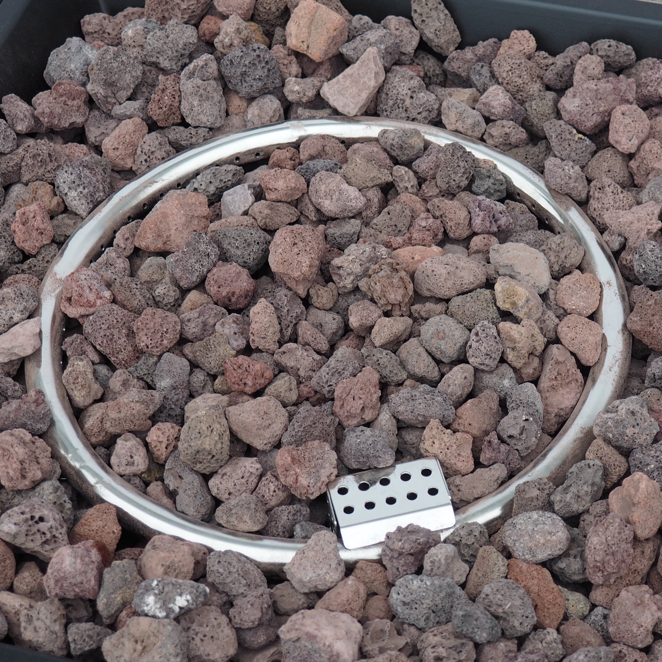 Reign Metal Outdoor 50,000 BTU Square Fire Pit (No Tank Holder), Brown Wood Pattern