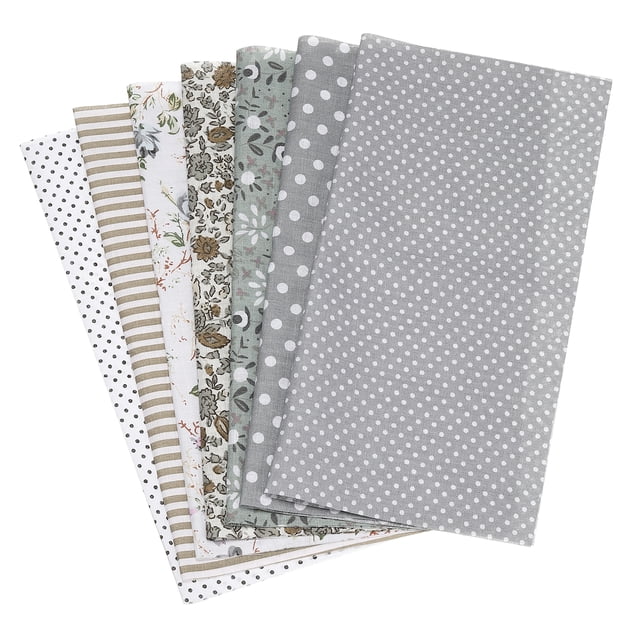 Uxcell Paquetes de Tela de Algodón, 7Pcs 10 x 10 pulgadas 100% Algodón Cuadrados de Tela Pre-cortados Impresos Florales para Costura, Patchwork, Acolchado y Manualidades, Gris