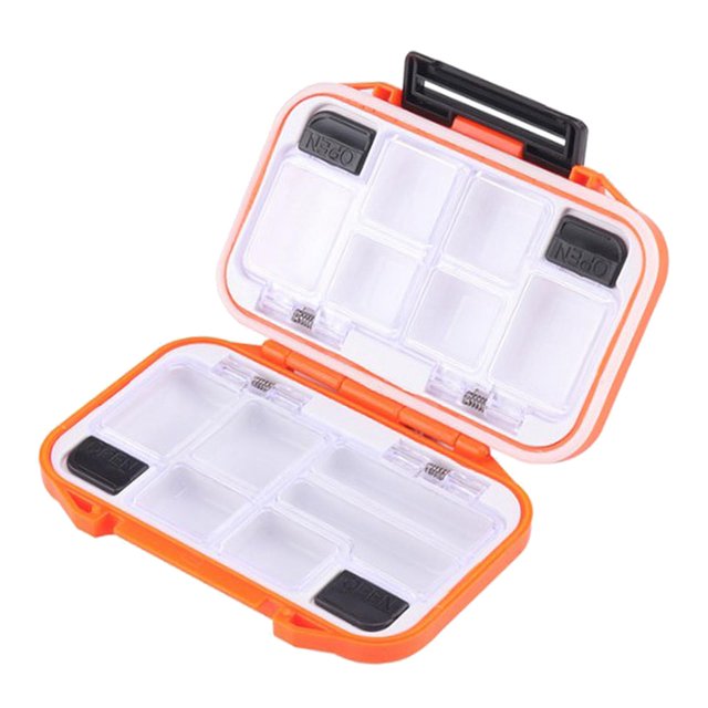 Caja de pesca impermeable con anzuelos de doble cara para almacenamiento de carpas y pesca con mosca S