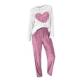 thumbnail image 3 of Valentine's Day Matching Pajamas for Couples Fall Fashion Must Have Women Pajama Sets Crew Neck Women's Sleepwear Elbow Sleeve Womens Pjs Sets Purple, 3 of 4