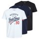 thumbnail image 1 of JACK&JONES Camiseta para Hombre, Pack de 3 - JJETHAN TEE CREW NECK, logo vintage, algodón Blanco/Azul marino/Negro XXL (XX-Large), 1 of 7