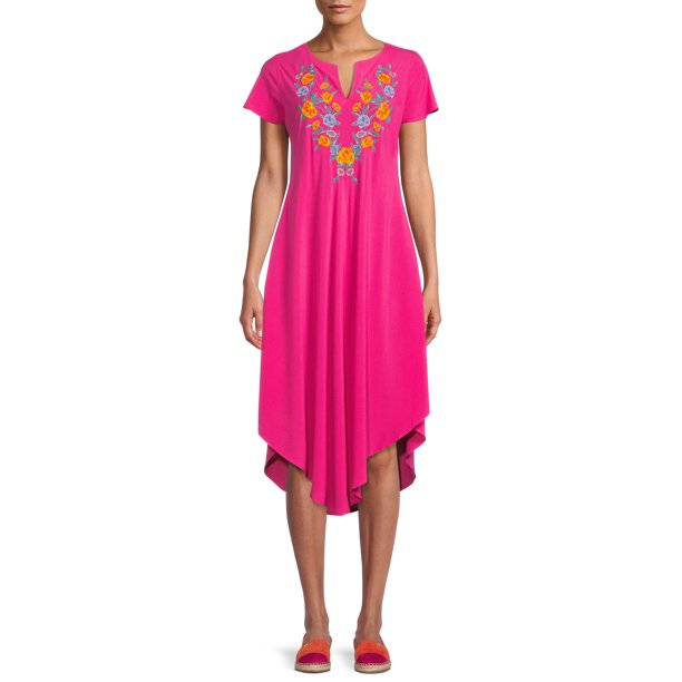 The Pioneer Woman Embroidered Dress With Umbrella Hem, Womens