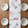thumbnail image 4 of Table Runner 120 Inches Long for Kitchen Dining, Seahorse Coastal Dresser Scarf Farmhouse, Dining Table Decorations for Wedding/Parties, Summer Beach Ocean Shell Jellyfish Starfish 13 x 120 In, 4 of 8