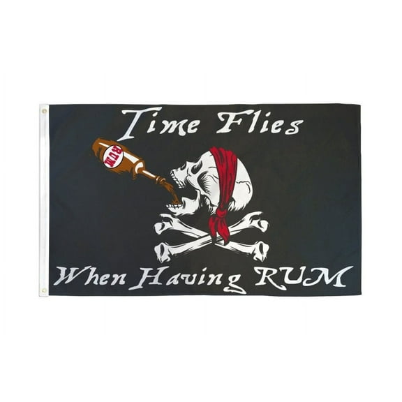Time Flies When Having Rum Pirate Flag 3x5ft Poly