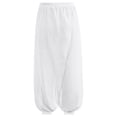 thumbnail image 4 of YiZYiF Kids Girls Chiffon Flowy Modern Dance Pants Belly Dancewear Arabic Princess Wide Leg Trousers White 6, 4 of 7