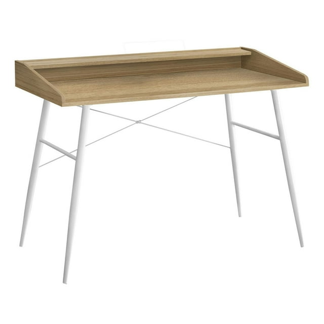 Monarch Specialties Computer Desk, Home Office, Laptop, Storage Shelves, 48"l, Work, Metal, Laminate, Natural, White, Contemporary, Modern