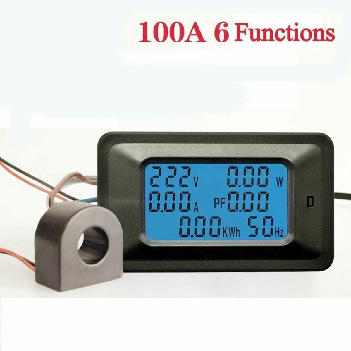 LCD Digitals Voltmeter Ammeter Volt Amp Power Kwh Panel Meter 100A Protable