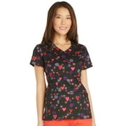 Gen Flex by Dickies Women's V-Neck Heart Print Scrub Top