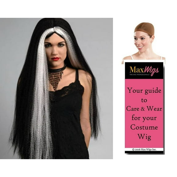 Witch 30 Inch color MIXED GREY - Enigma Wigs Long Hippie Vampire Cosplay Straight Bundle with Cap, MaxWigs Costume Wig Care Guide