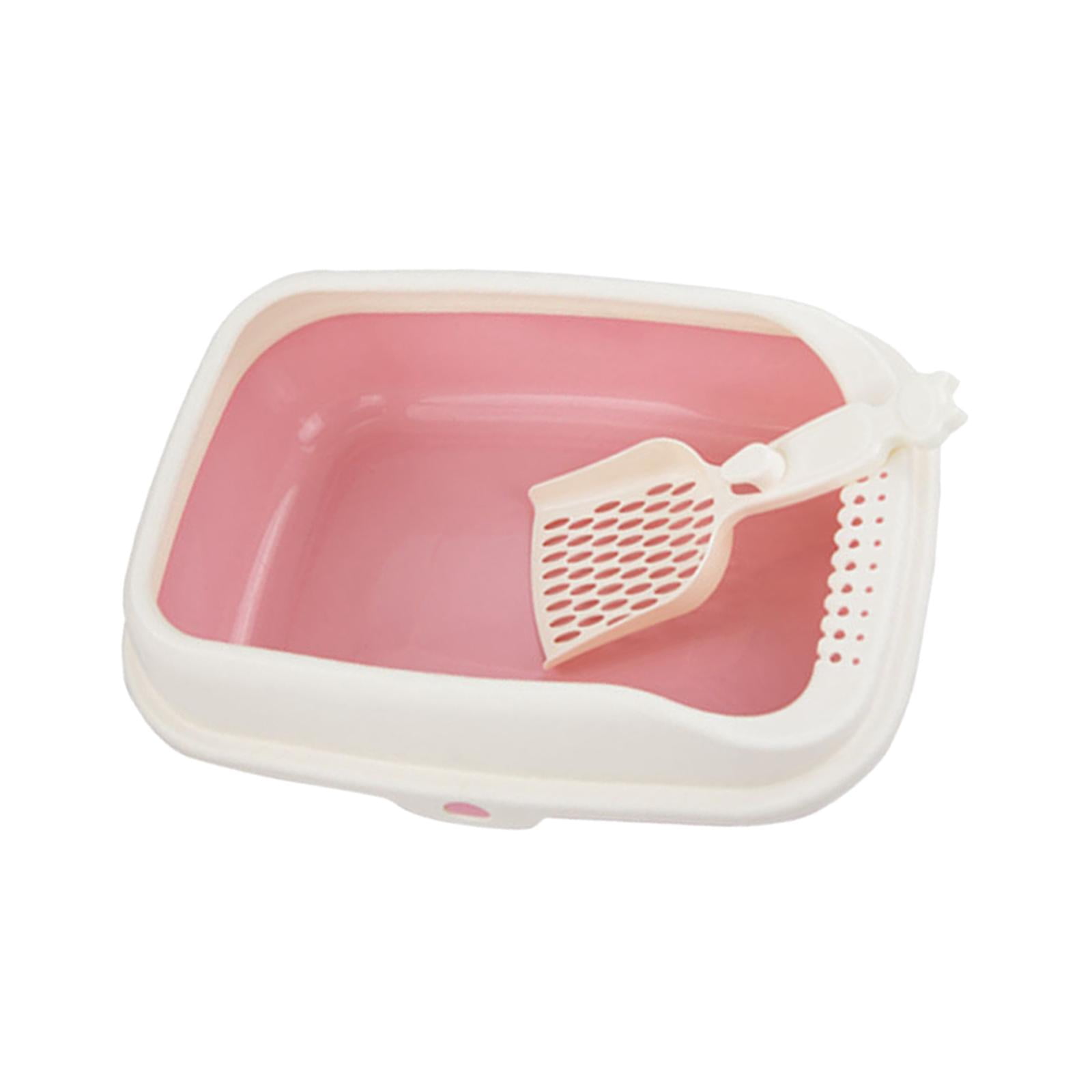 Bvdfgk Cat Litter Box Open Top Kitty Litter Box Tray, Cat Sandbox Semi Enclosed, Litter pink L