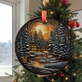 thumbnail image 2 of Christmas Ornament, Christmas Decoration, Holiday Gift,Heirloom Keepsake, Round , Gift Exchange, Gift Idea, Village Scene Forest, Holiday Keepsake, Xmas Tree Hanging Decoration, Se, 2 of 5