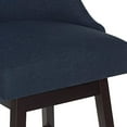 thumbnail image 3 of Noble House Graham Modern Upholstered Swivel Bar Stool, Navy Blue, Espresso, 3 of 9