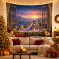 thumbnail image 3 of Open Wooden Double with Casement Window Grid Panes, Mystical Fantasy for Space Lovers, Galaxy Room Decor, Christmas Gift, Tapestry Wall Hanging for Bedroom and Dorm, 3 of 7