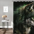 thumbnail image 2 of Orinice Wolf Green Eyes Black Background Bathroom Decor Set with Hooks, Polyester Fabric Shower Curtain, 100% Polyester Chic Modern Fashion Shower Curtain 69x72, 2 of 7