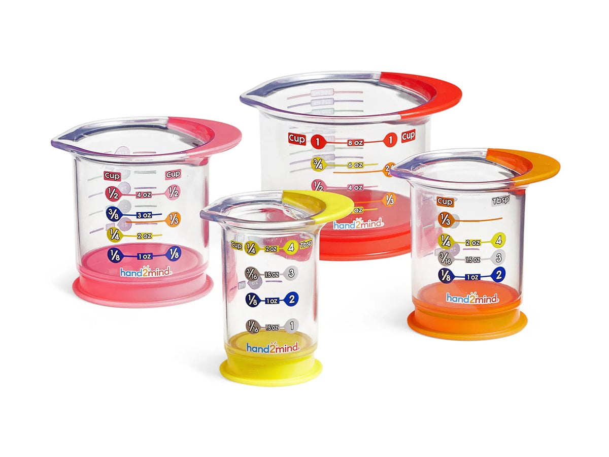 hand2mind Rainbow Fraction Liquid Measuring Cups, Fraction Manipulatives, Measuring Cups