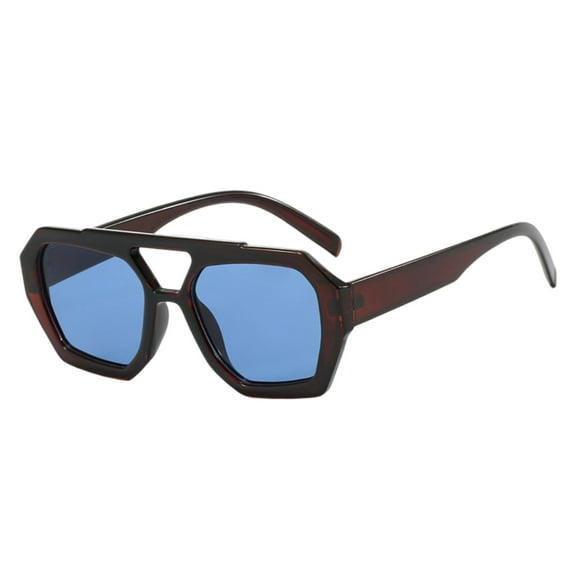 Trendy Aviator Sunglasses for Women and Men with Thick Square Hexagonal Frame and Double Bridge Design Sun Glasses Shades BS1300 for Driving Outdoor Fashion UV Protection