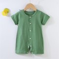 thumbnail image 2 of KAUOD Baby Boys Button down Jumpsuits Short Sleeve Soft Lightweight Rompers Toddler Wide Leg Plain Crew Neck Rompers Clothes, 2 of 7