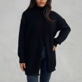 thumbnail image 4 of Juslio Women Sweaters Pullovers Turtlenecks Solid High Neck Knit Fashion Black, 4 of 5