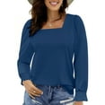 thumbnail image 3 of UVN Blouses for Women Square Neck Long Sleeve Shirts Dressy Casual Tunic Tops, 3 of 9