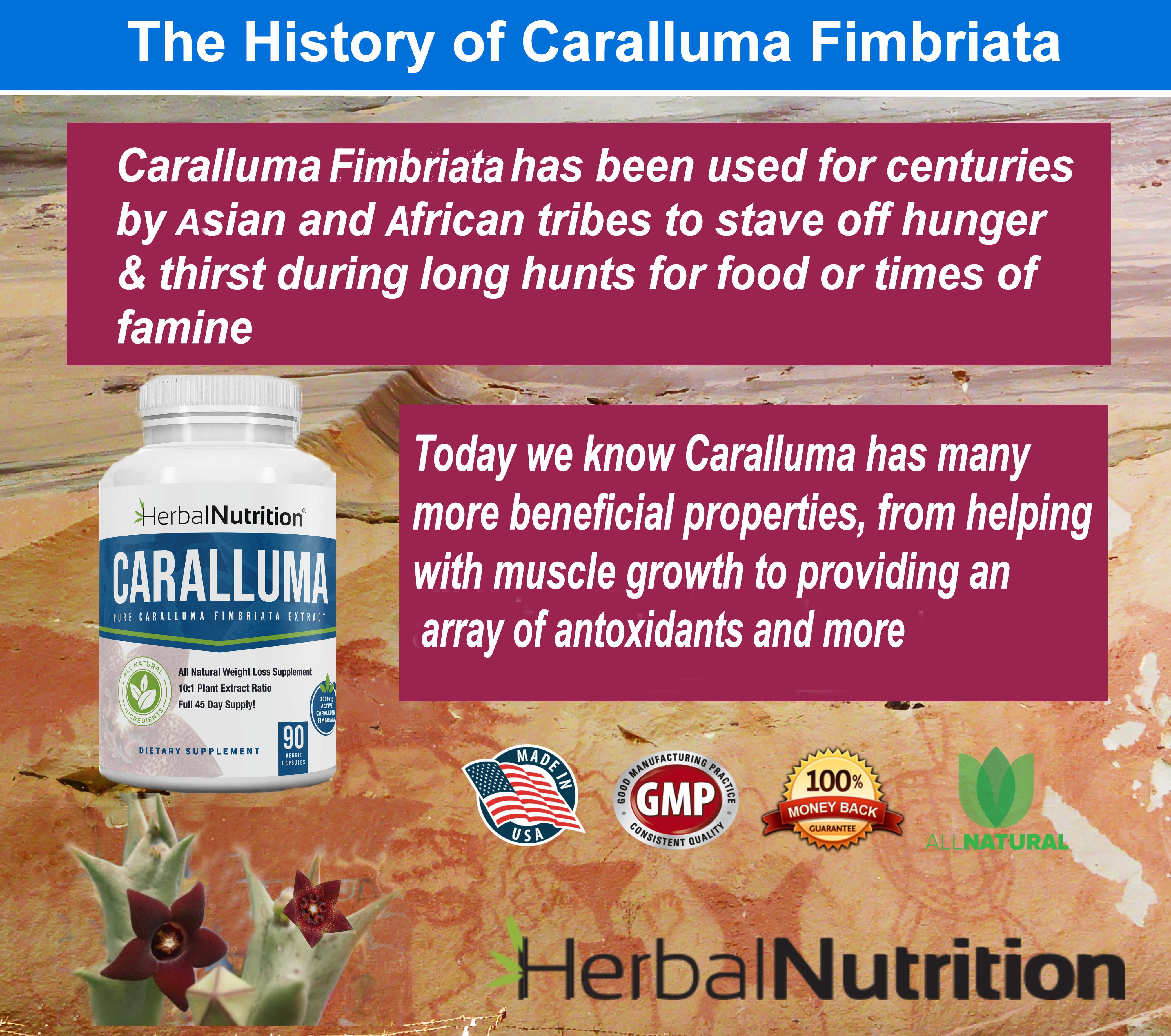 Caralluma Fimbriata 1200mg Herbal Nutrition Brand Two 90 Count Bottles! Weight Loss Supplement