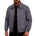 thumbnail image 2 of Xdegoge Mens Suede Leather Bomber Jacket Vintage Snap Button Up Motorcyle Coat Casual Fall Lightweight Everyday Outerwear, 2 of 5
