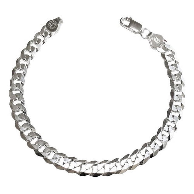 JOYARIS Esclava Gruesa Pulsera Hombre Cubana Barbada Plata 925 7.5mm Talla Largo/Ancho: 21 cm x 7.5 mm PT-0000579