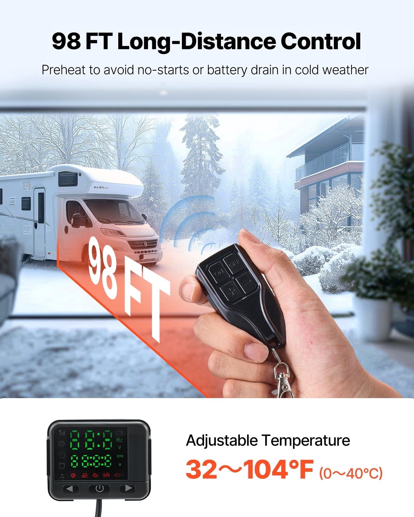 Diesel Air Heater 8kW, 12V/24V Portable Parking Heater with Digital Display, for Trucks, Vans, RVs, Boats, Campers