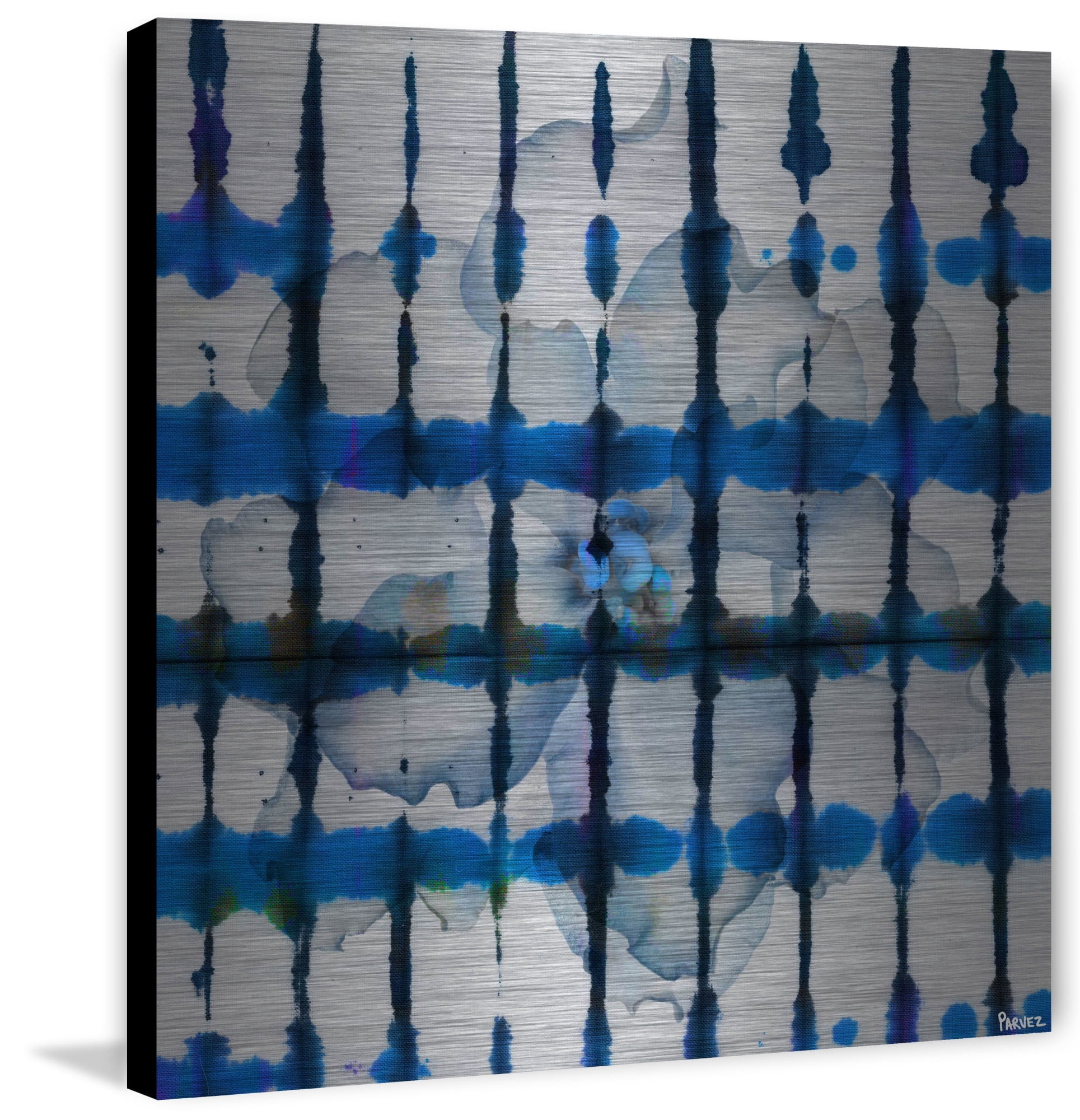 Parvez Michel Inc Parvez Taj 'White Flower Squared' Painting Print on Brushed Aluminum
