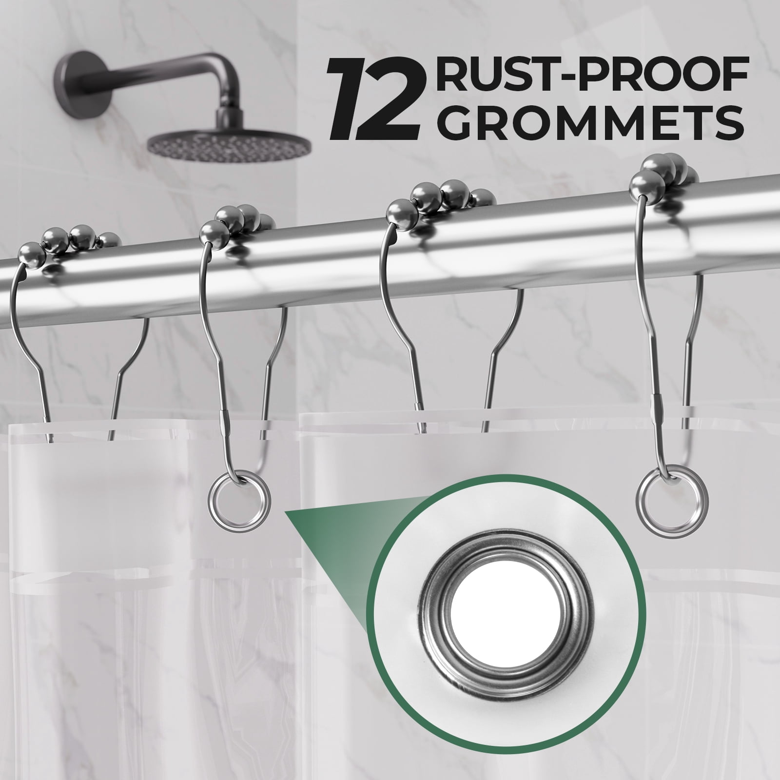 AmazerBath Shower Curtain Liner 2 Pack, 72 x 96 Inches Extra Long PEVA Plastic Shower Liner with 3 Weighted Stones and 12 Rustproof Metal Grommet, Lightweight Waterproof Shower Curtain - Clear