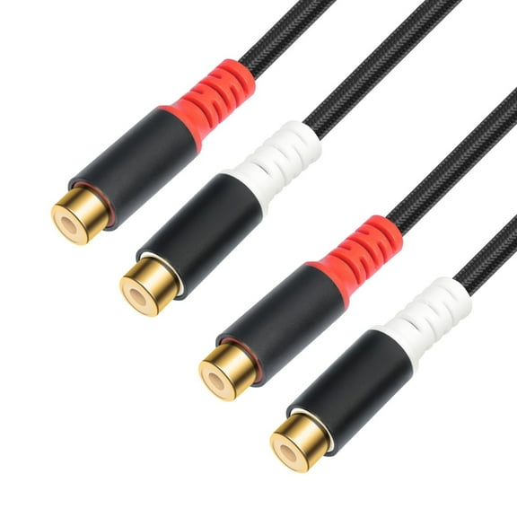 2RCA Female to 2RCA Female Sound Extension Cable 80cm Shielded for TV and Mixer