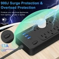 thumbnail image 5 of Power Strips with Surge Protection 16Awg Heavy Duty,2000W/13A,10 Outlets with 4 USB Ports (1 USB C) Extension Cord with Multiple Outlets 14-in-1 Flat Plug Power Strip Protector for Home,Office,Black, 5 of 8