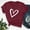 Black, variant on Itsame Valentine's Day T-Shirt Womens Heart Printed Short Sleeved Tops Bow-knot Round Neck T Shirt Red Size S