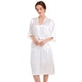 thumbnail image 2 of Bata de baño lisa de color liso para mujer, cárdigan largo de satén de primavera y otoño, suéter de lana, vestido de mañana para dama de honor y novia, 2 of 6
